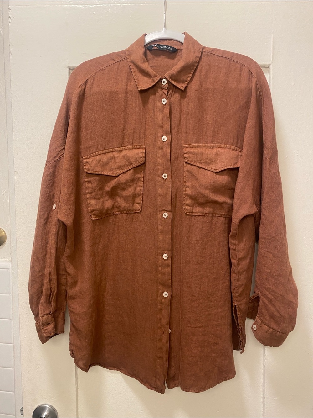 Zara Linen Oversized Button Down Shiry